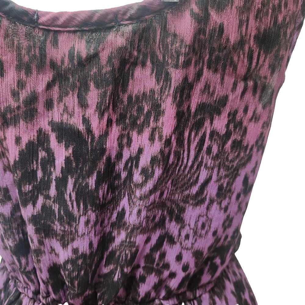 Y2K BeBop Purple Ruffle Dress Leopard Print Mini Grunge Fairy Croquette Medium - Picture 7 of 7